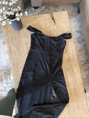 Nordstrom Black One-Shoulder Satin Maxi Dress